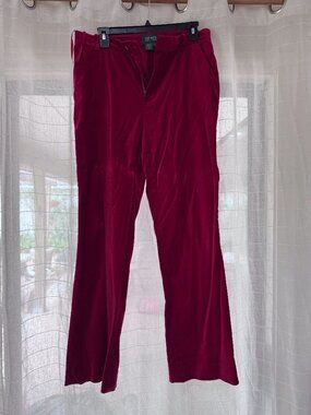 Lauren Ralph Lauren Red Velvet Pants Size 10 Wide Leg Holiday Pants